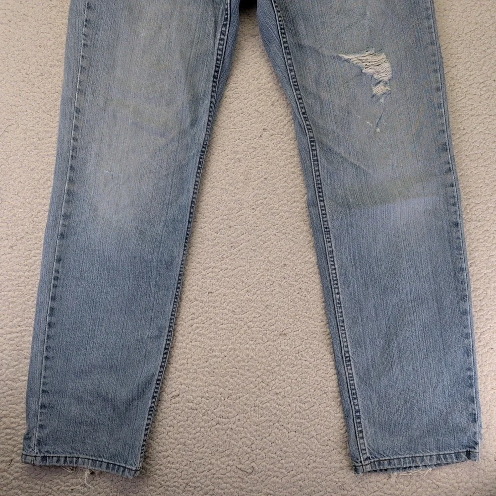 Harley Davidson Mens 36x34 Distressed Straight Leg‎ Jeans Light Wash Blue 11/04